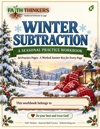 Winter Subtraction workbook cover — Kindergarten