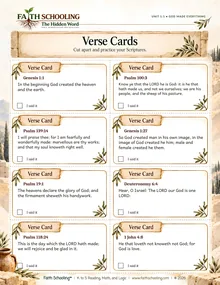 A page of eight Scripture memory cards from The Hidden Word