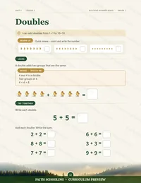 Grade 1 math lesson page on doubles
