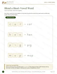 Foundations to Fluency decoding page, Blend a Short-Vowel Word