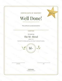 Foundations to Fluency certificate of mastery page