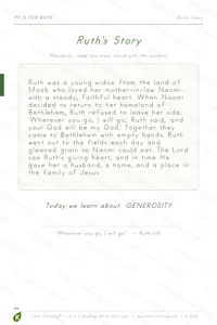 Kindergarten reading textbook page, Ruth's Story